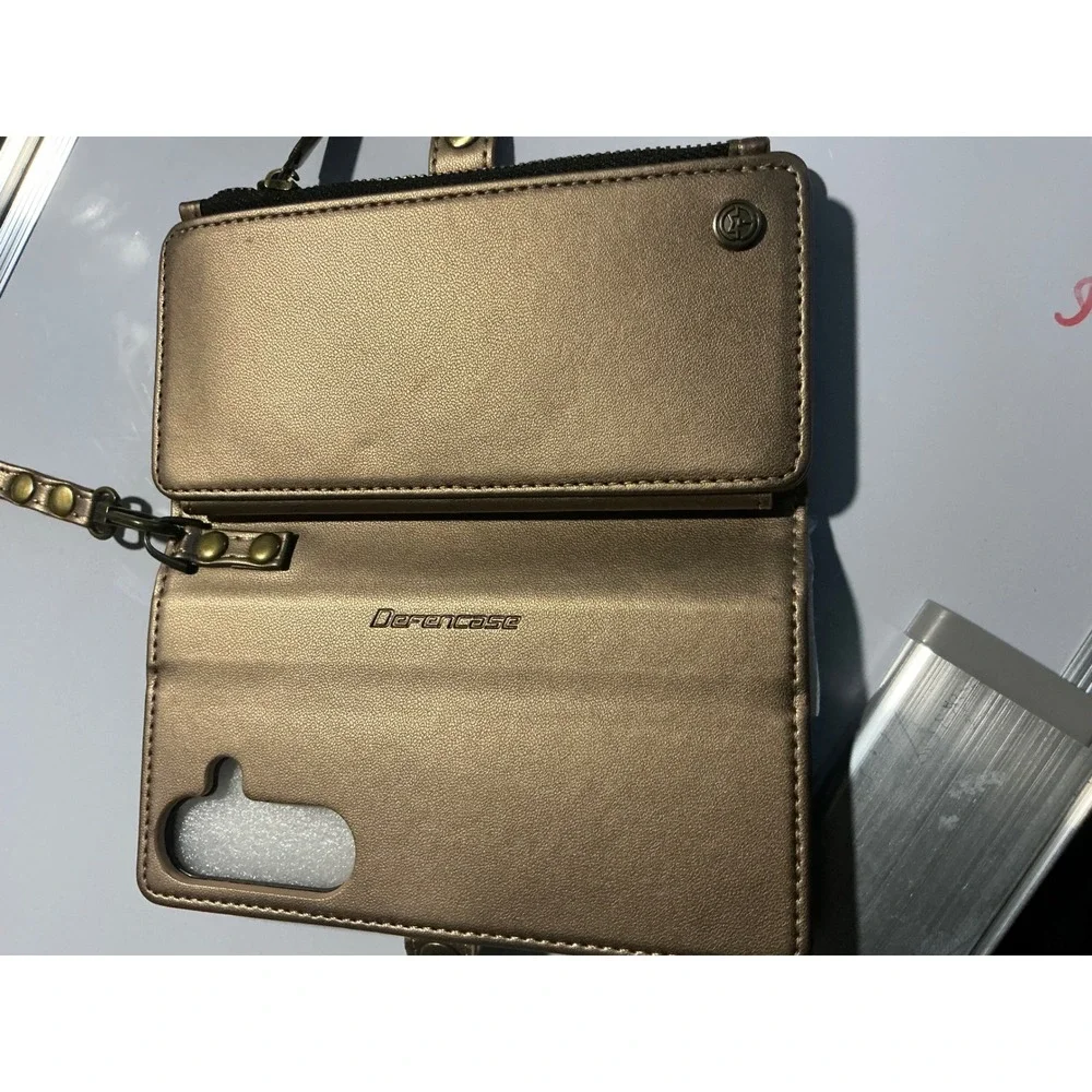 Defencase Galaxy S25 Case Wallet‎ Card Holder Titanium Leather Wristlet Zipper